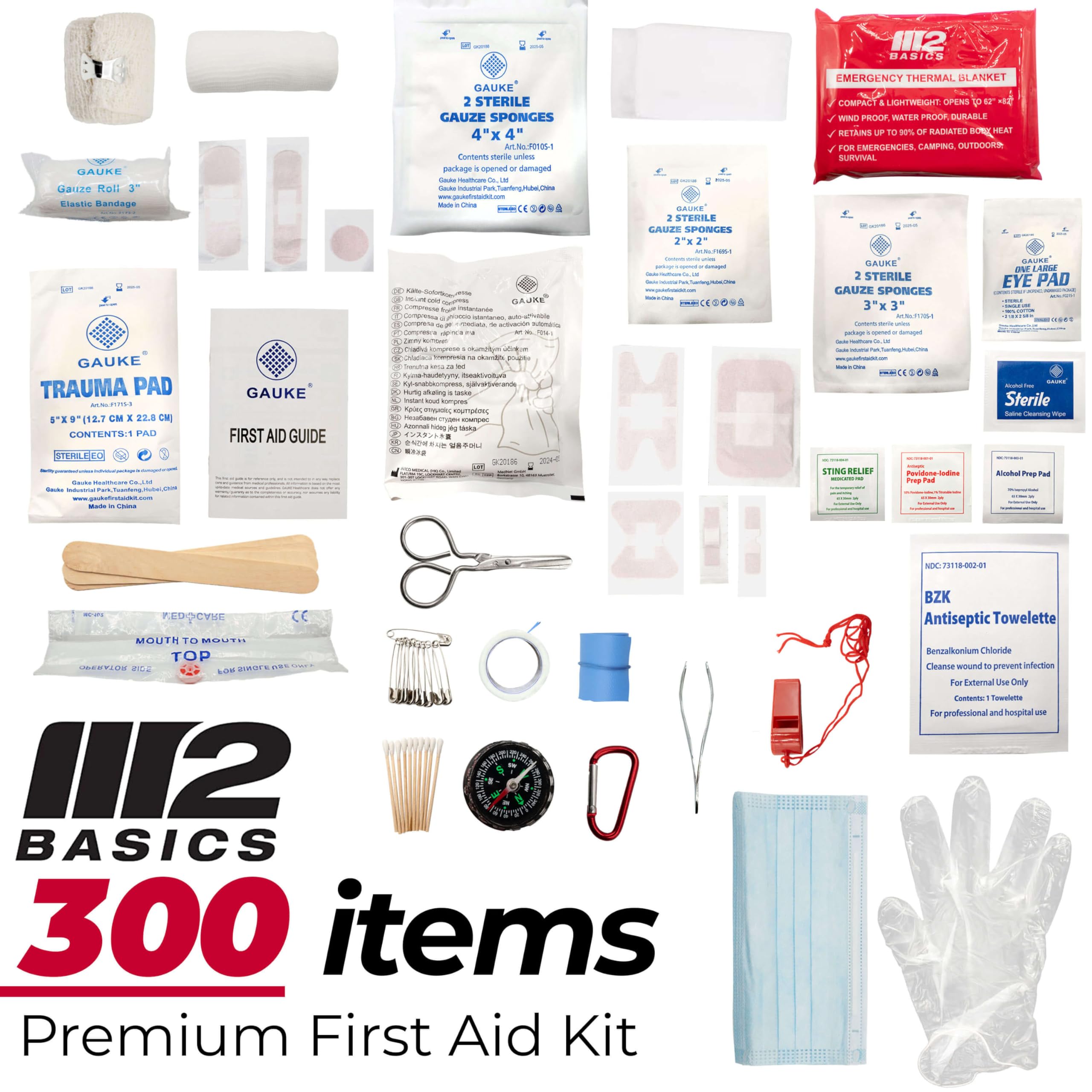 M2 BASICS bandages and gauze for everyday minor injuries.