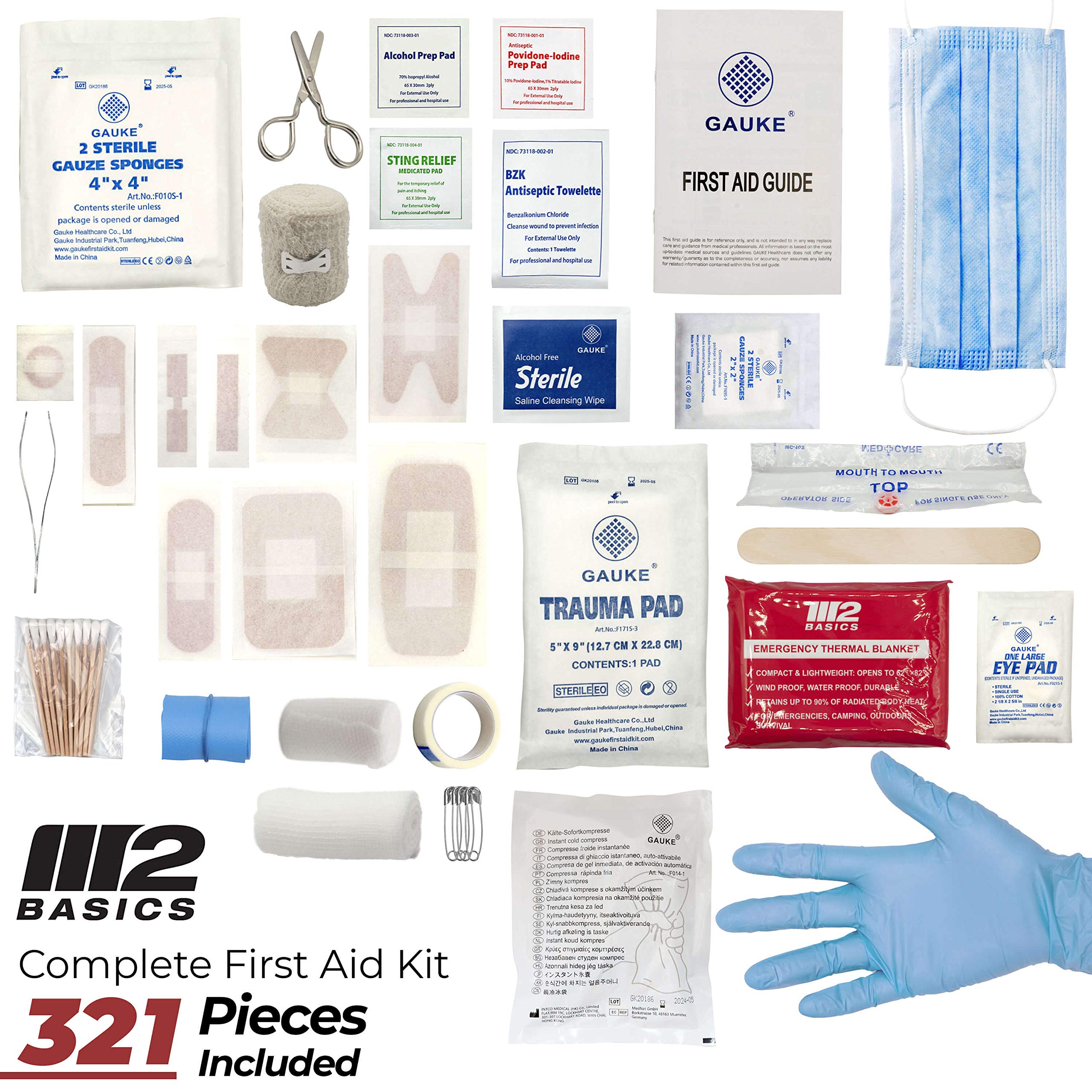 M2 BASICS burn-care items ready for minor incidents with easy-to-grab tools.
