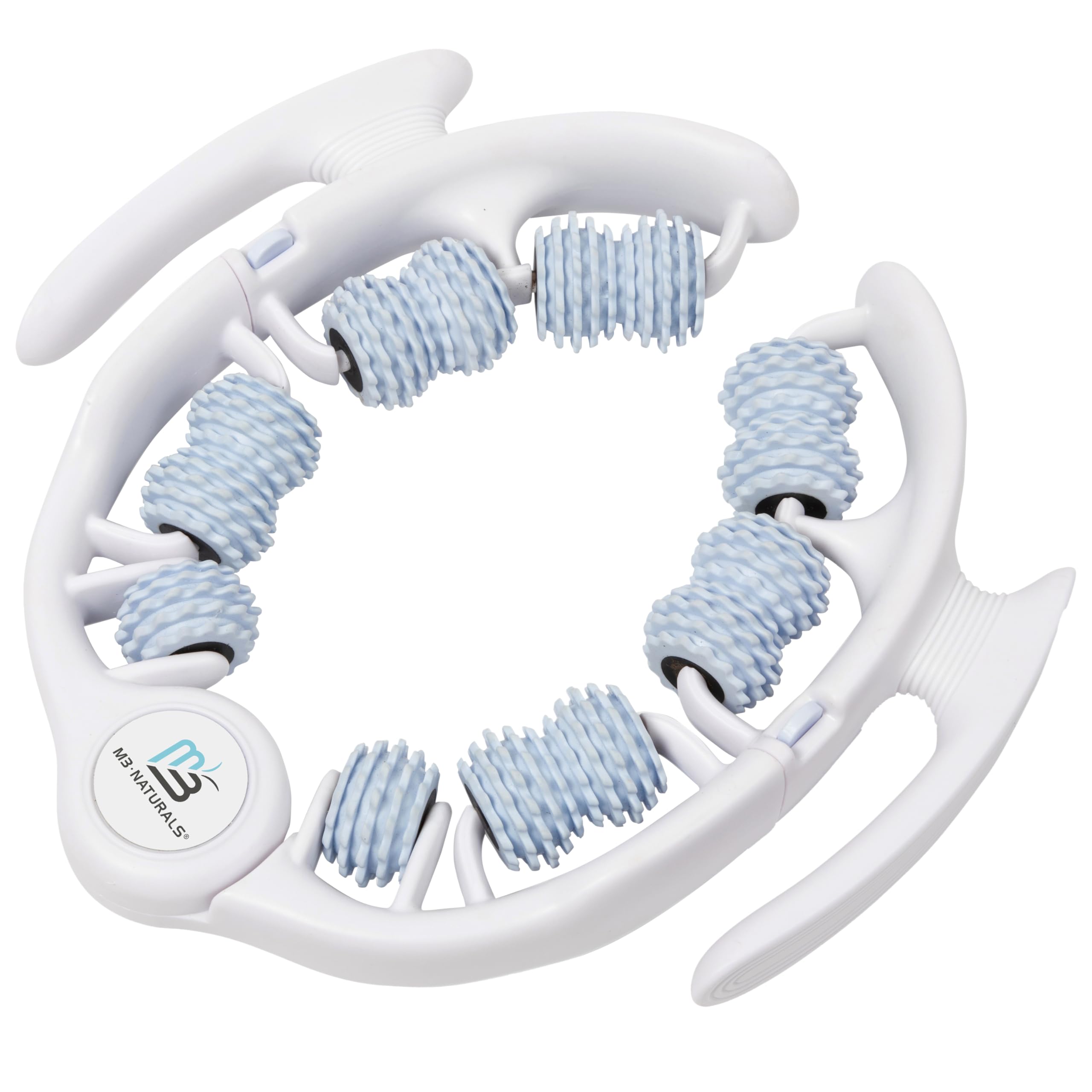 M3 Naturals anti cellulite roller front view with ergonomic grip for easy use