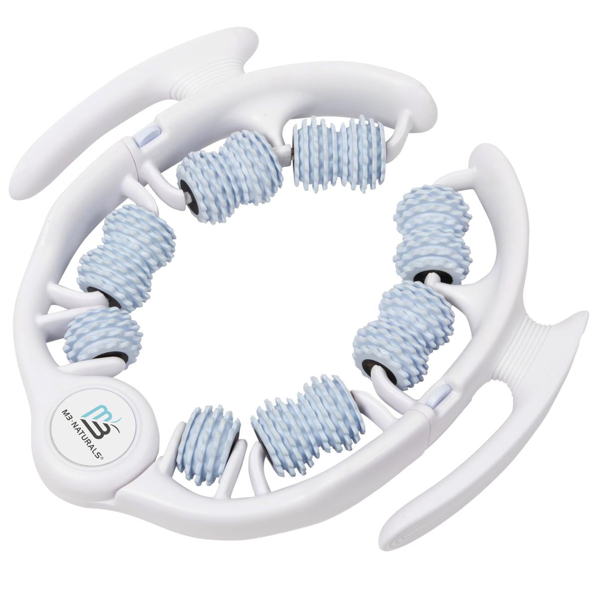 M3 Naturals anti cellulite roller front view with ergonomic grip for easy use