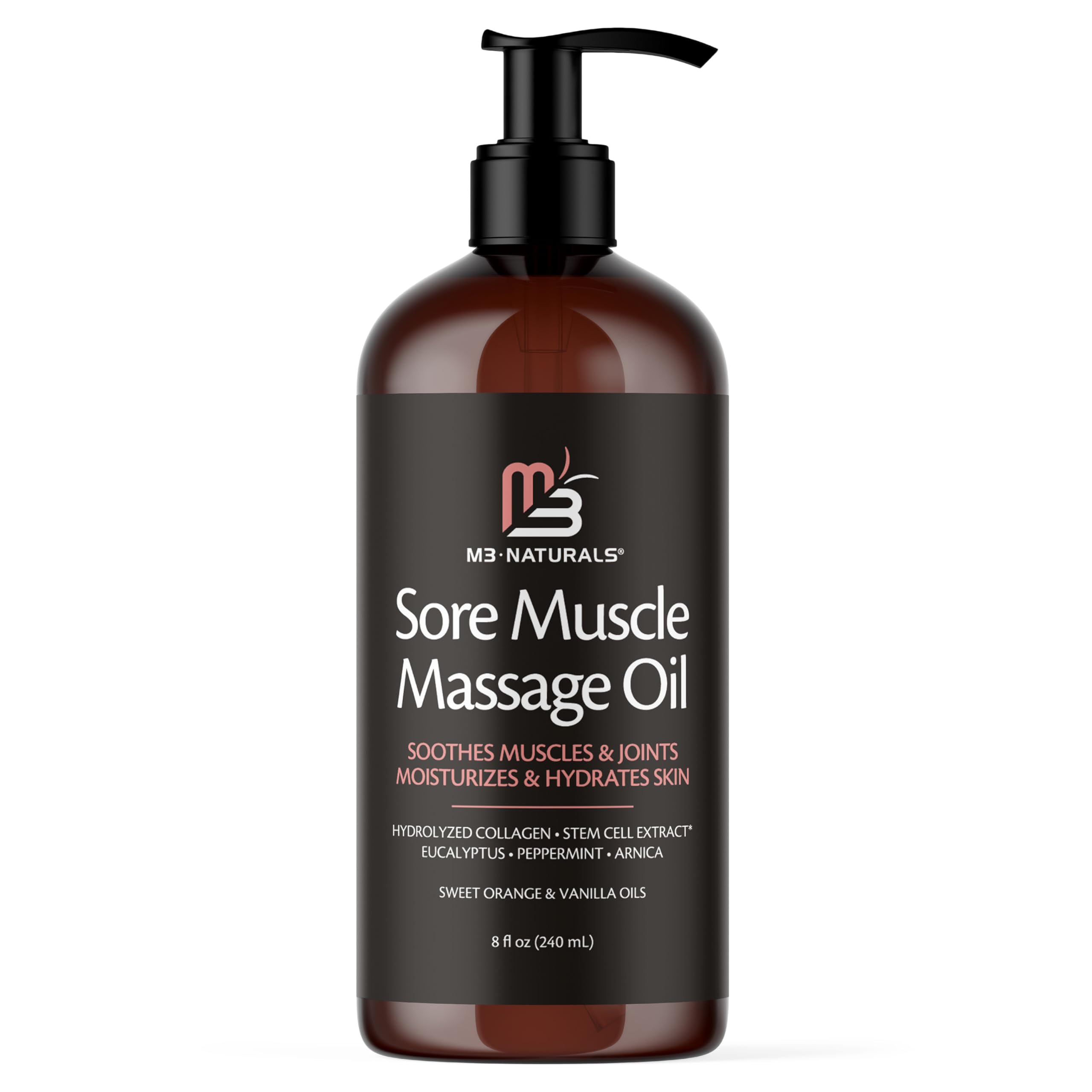 M3 Naturals massage oil applied to skin showing smooth, even spread