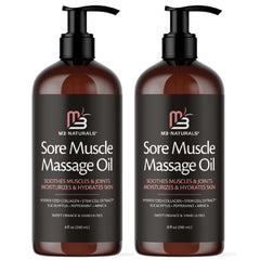M3 Naturals Arnica massage oil bottle for sore muscles with quick absorption.