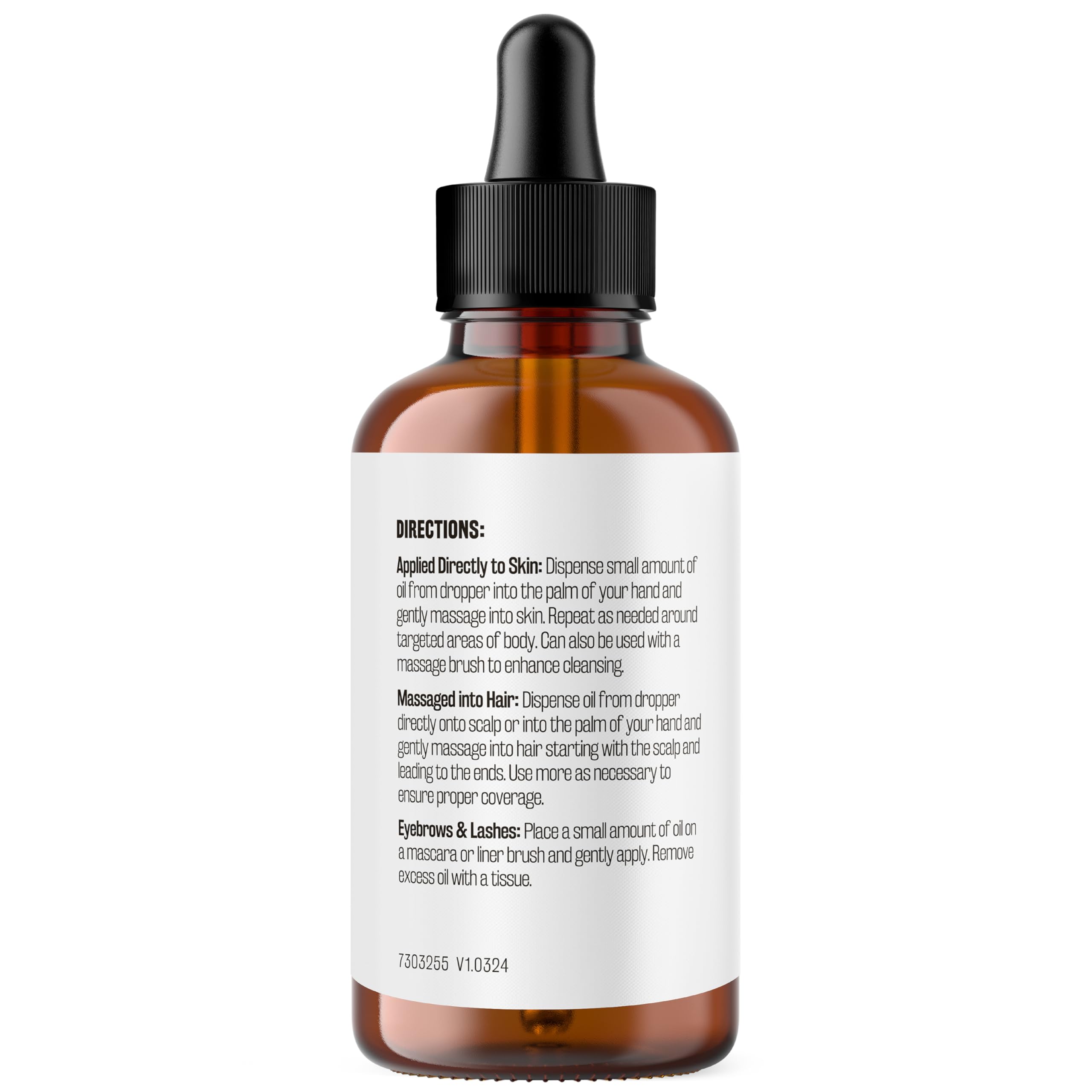 M3 Naturals castor oil dropper close-up for precise lash and brow care.