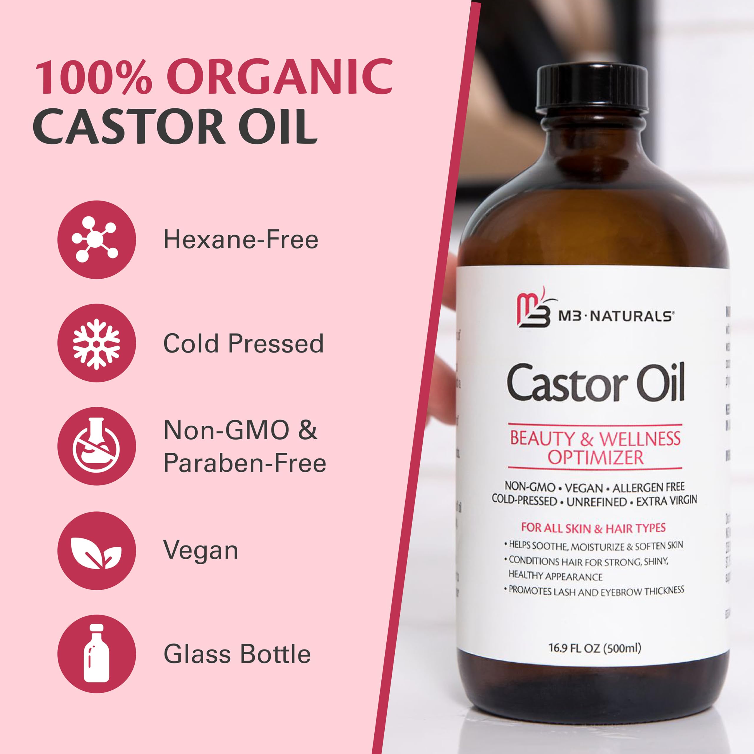 M3 Naturals castor oil eyebrows styling and conditioning.