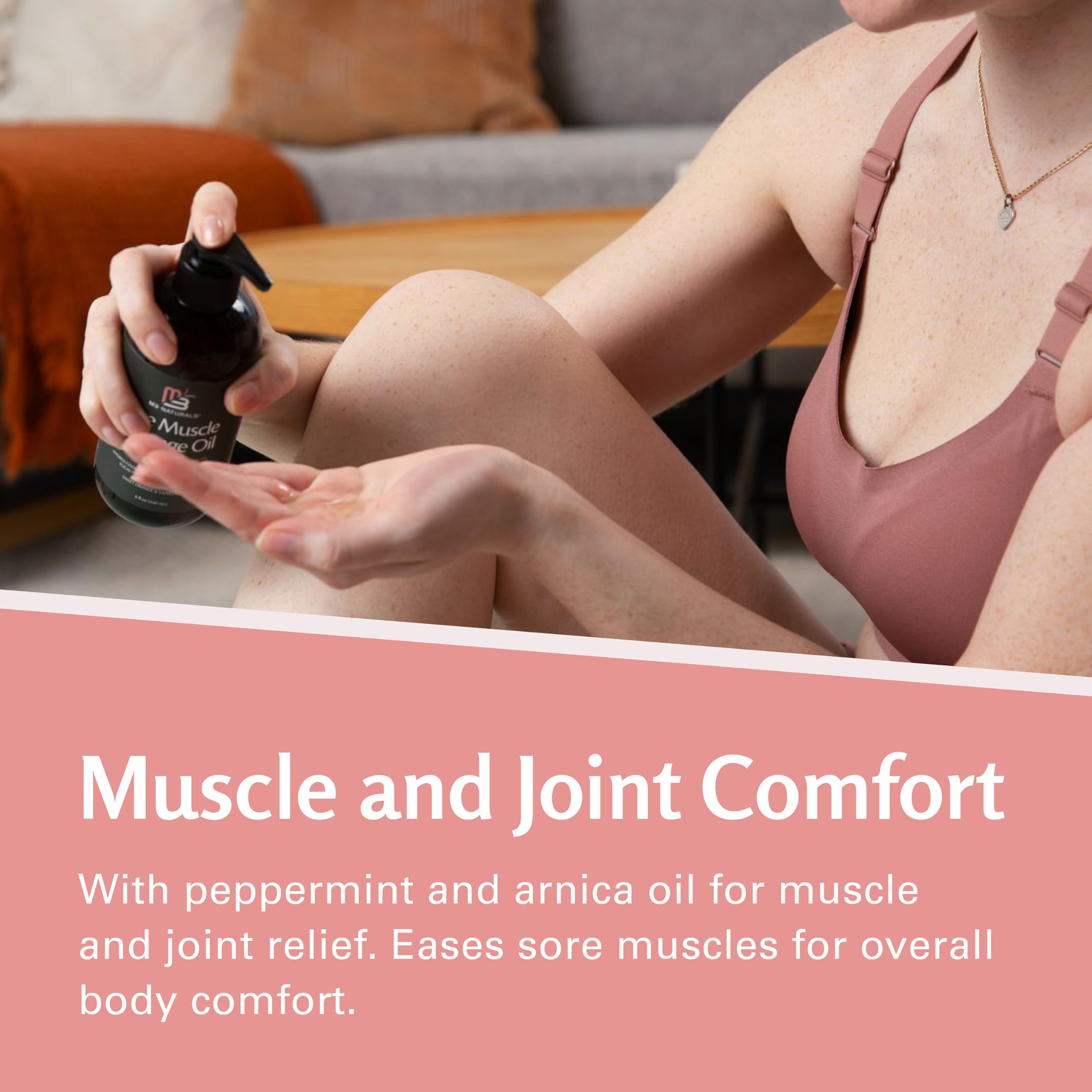 Hands applying M3 Naturals oil for targeted muscle relief