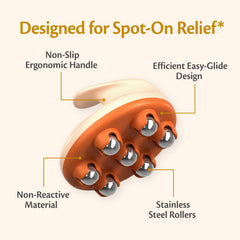 M3 Naturals stainless steel rollers stay cool for a soothing lymphatic massage.