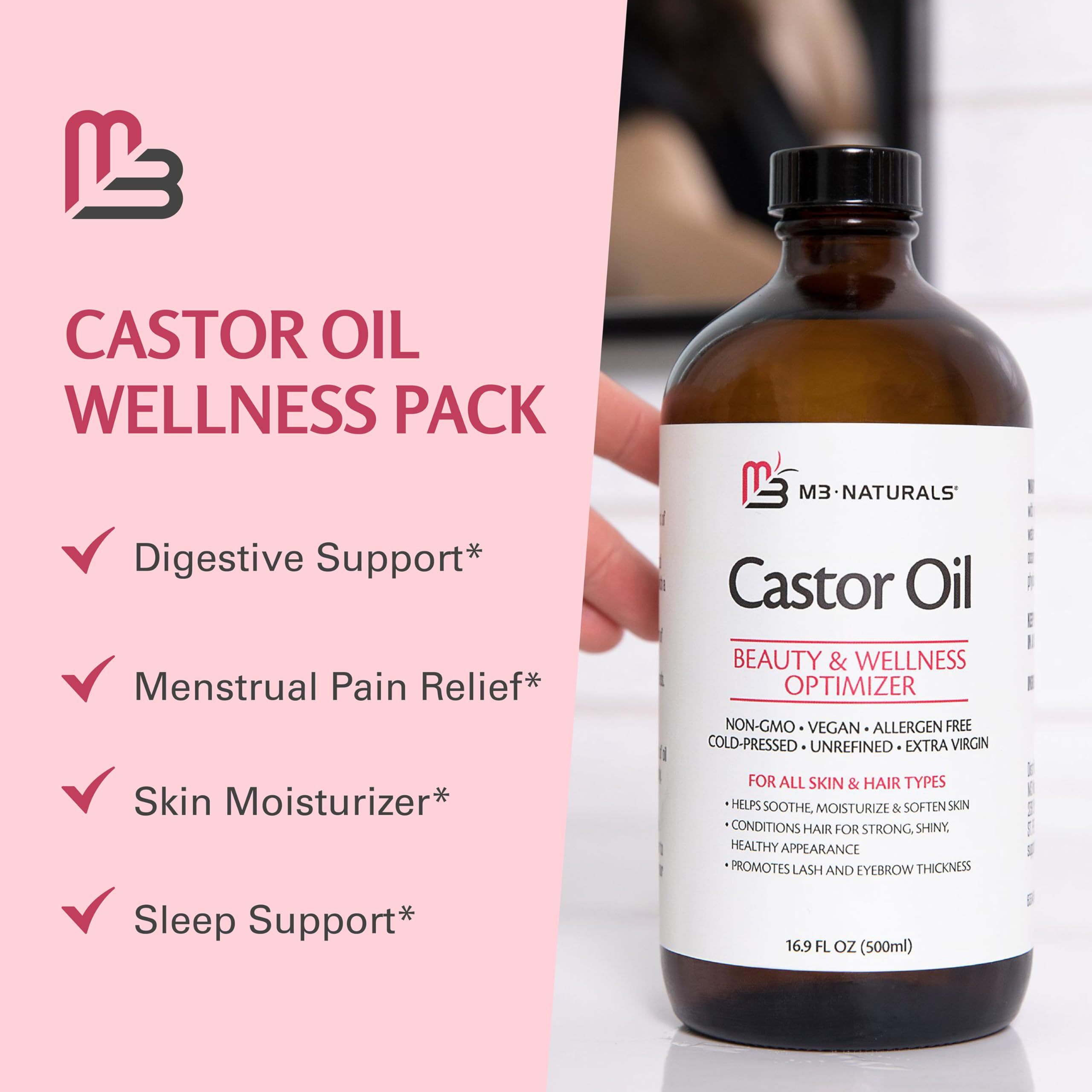 M3 Naturals packaging and kit contents arranged for a soothing self-care routine