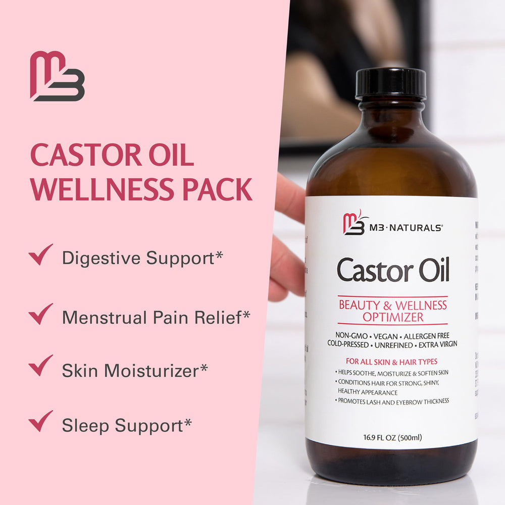 M3 Naturals packaging and kit contents arranged for a soothing self-care routine