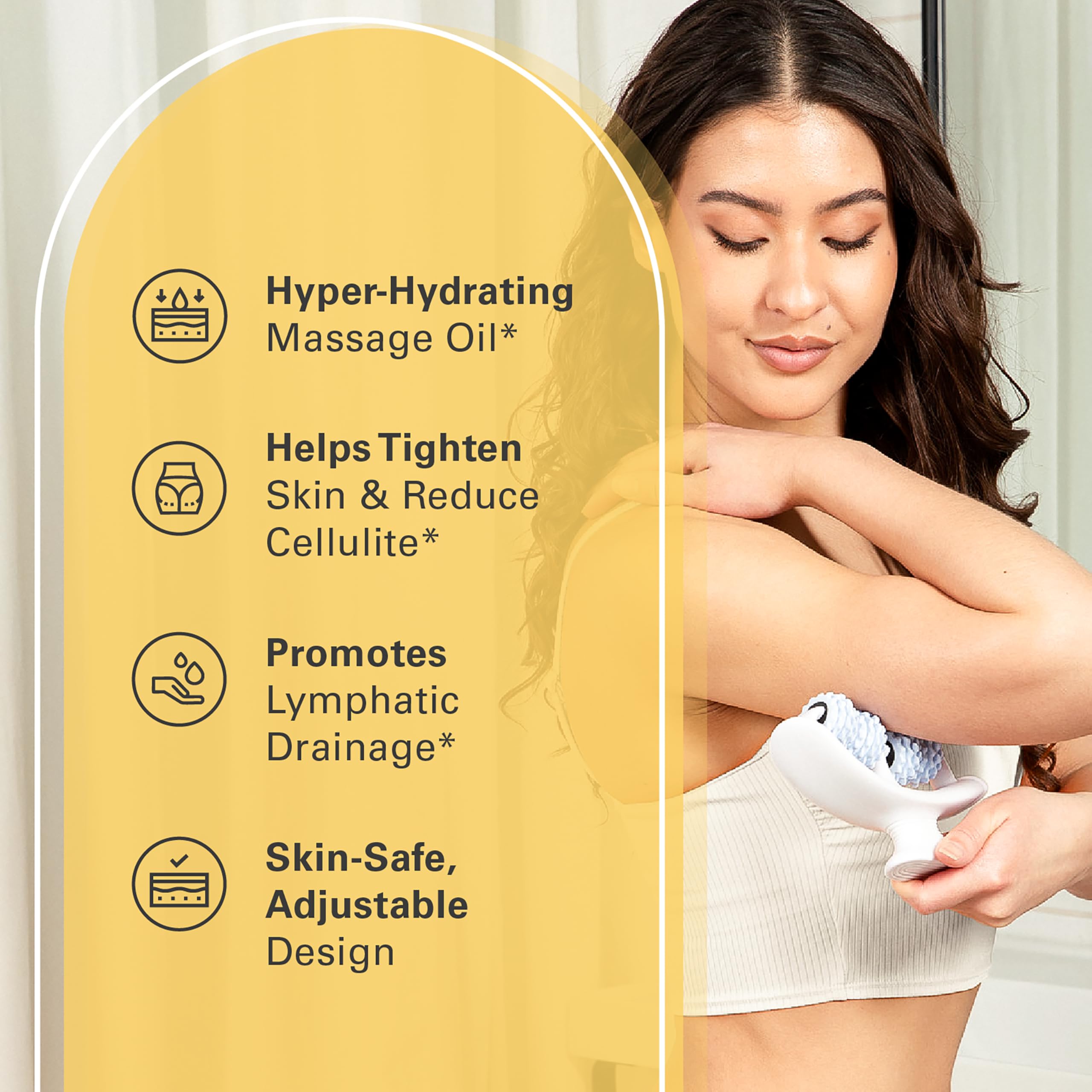 M3 Naturals post-workout scene with massager and oil