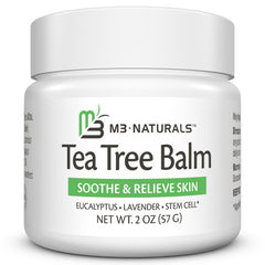 M3 Naturals Tea Tree Oil Foot Balm packaging highlights premium foot care for dry skin.