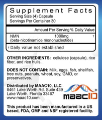 Close-up of MAAC10 NMN capsules highlighting purity.