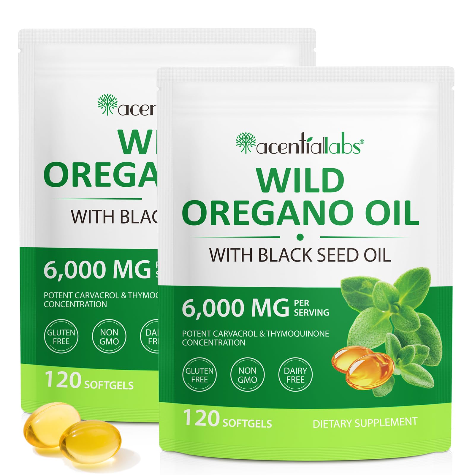Maaoun 6000mg oil of oregano softgels bottle front view for daily immune support