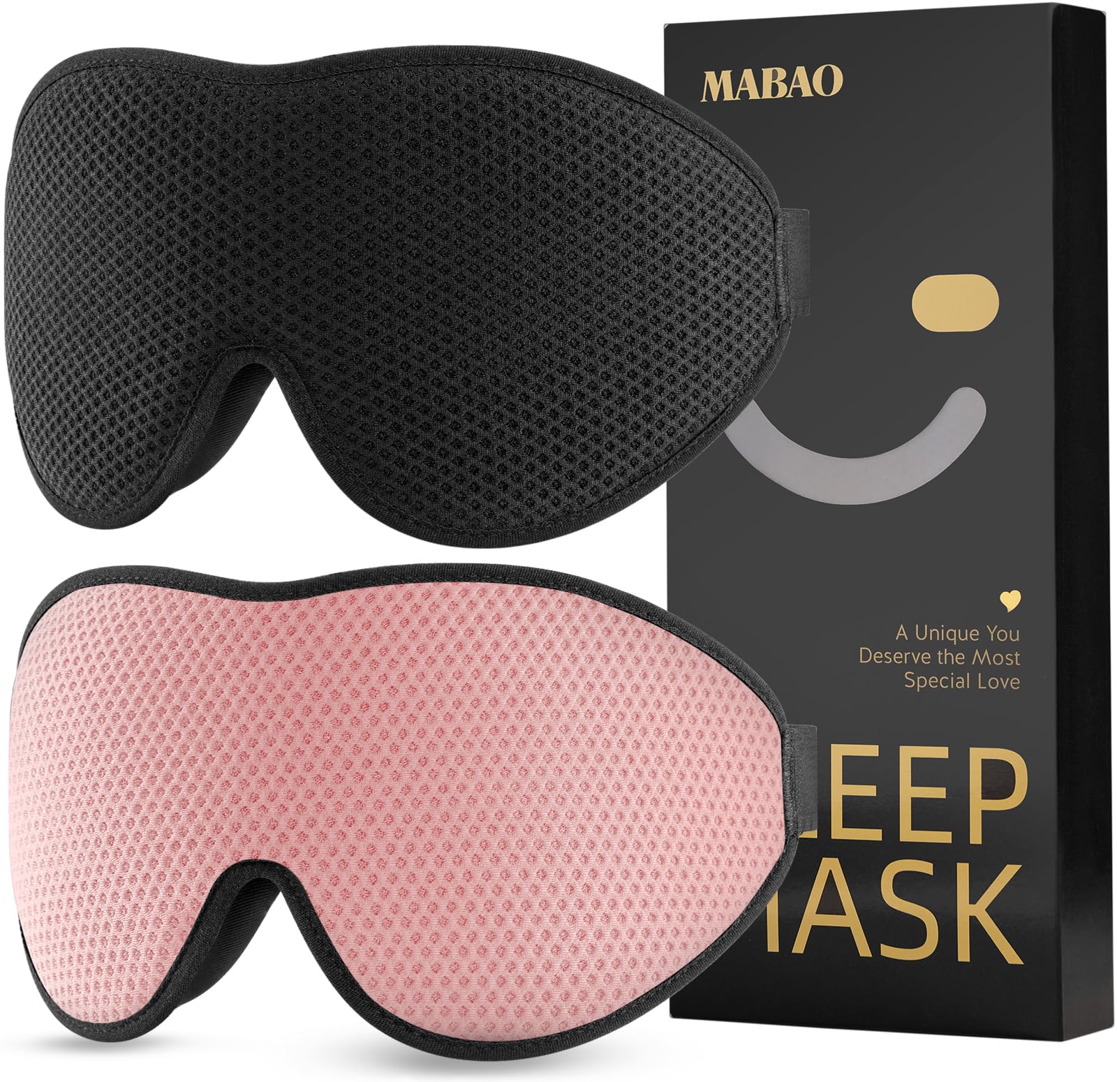 MABAO 2-pack sleep mask for side sleepers blocks light for deep rest