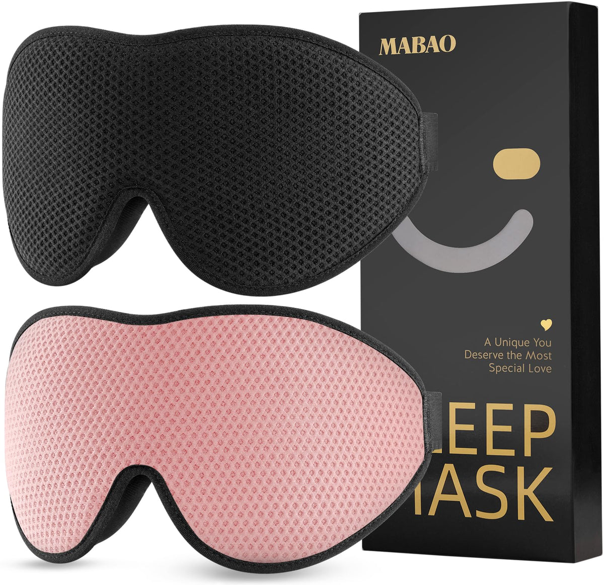 MABAO 2-pack sleep mask for side sleepers blocks light for deep rest