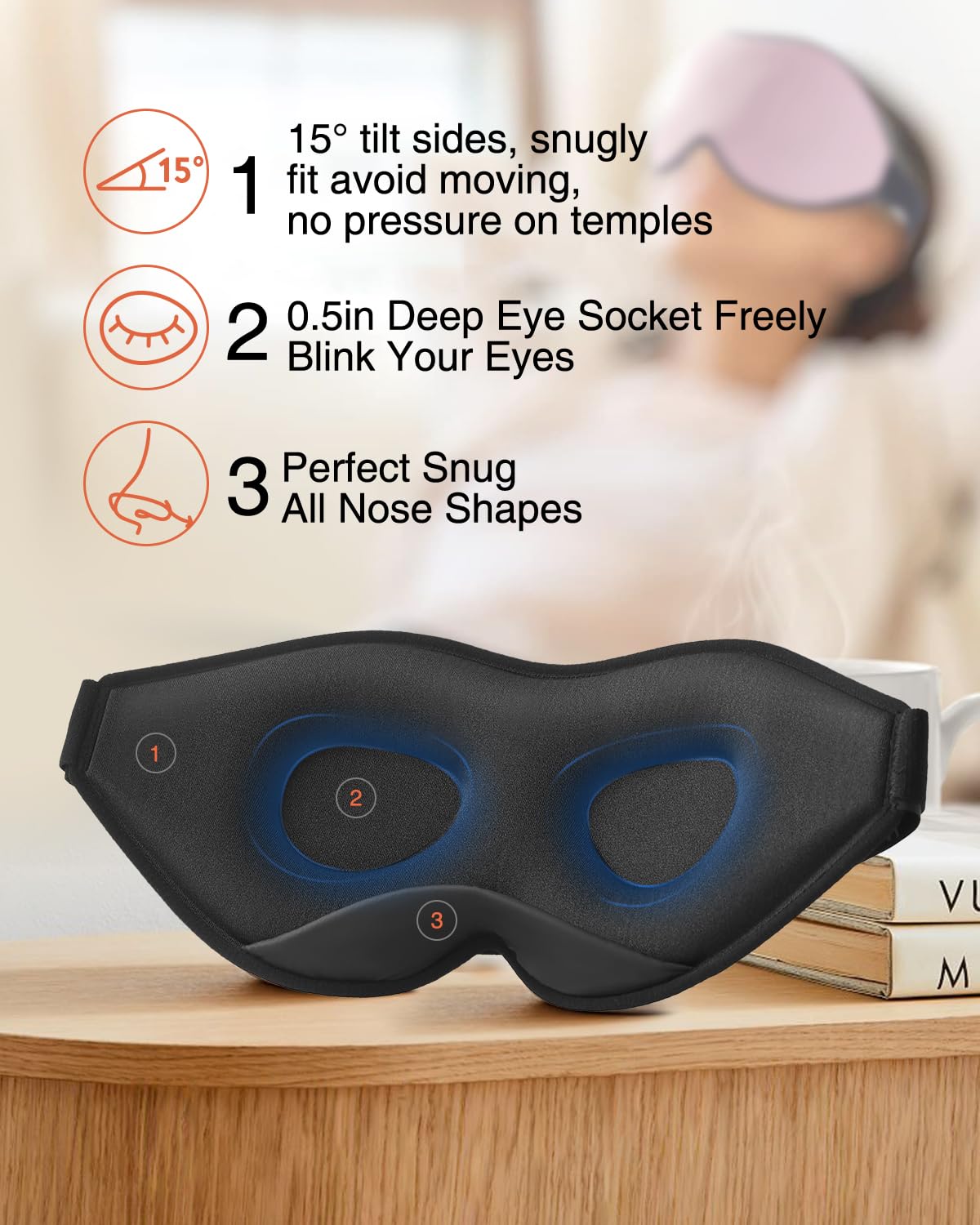 MABAO puente nasal invisible evita fugas de luz para dormir oscuro.