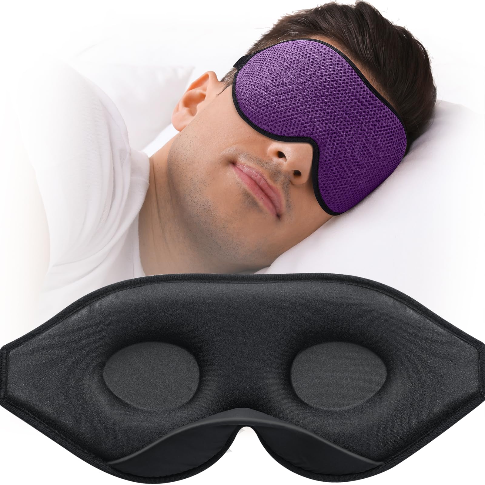 MABAO Sleep Mask side-sleeper 3D contour relieves eye pressure for restful nights.