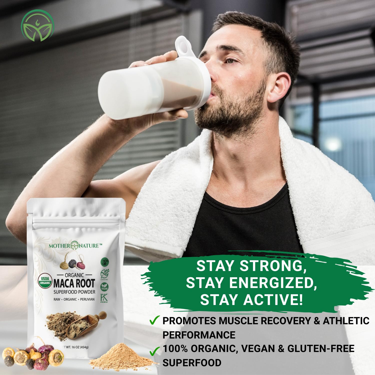 Maca powder in smoothies for balanced, caffeine-free energy