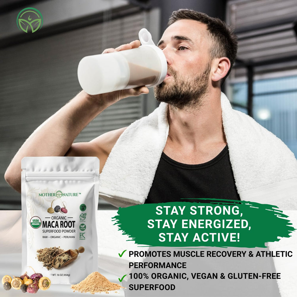Maca powder in smoothies for balanced, caffeine-free energy