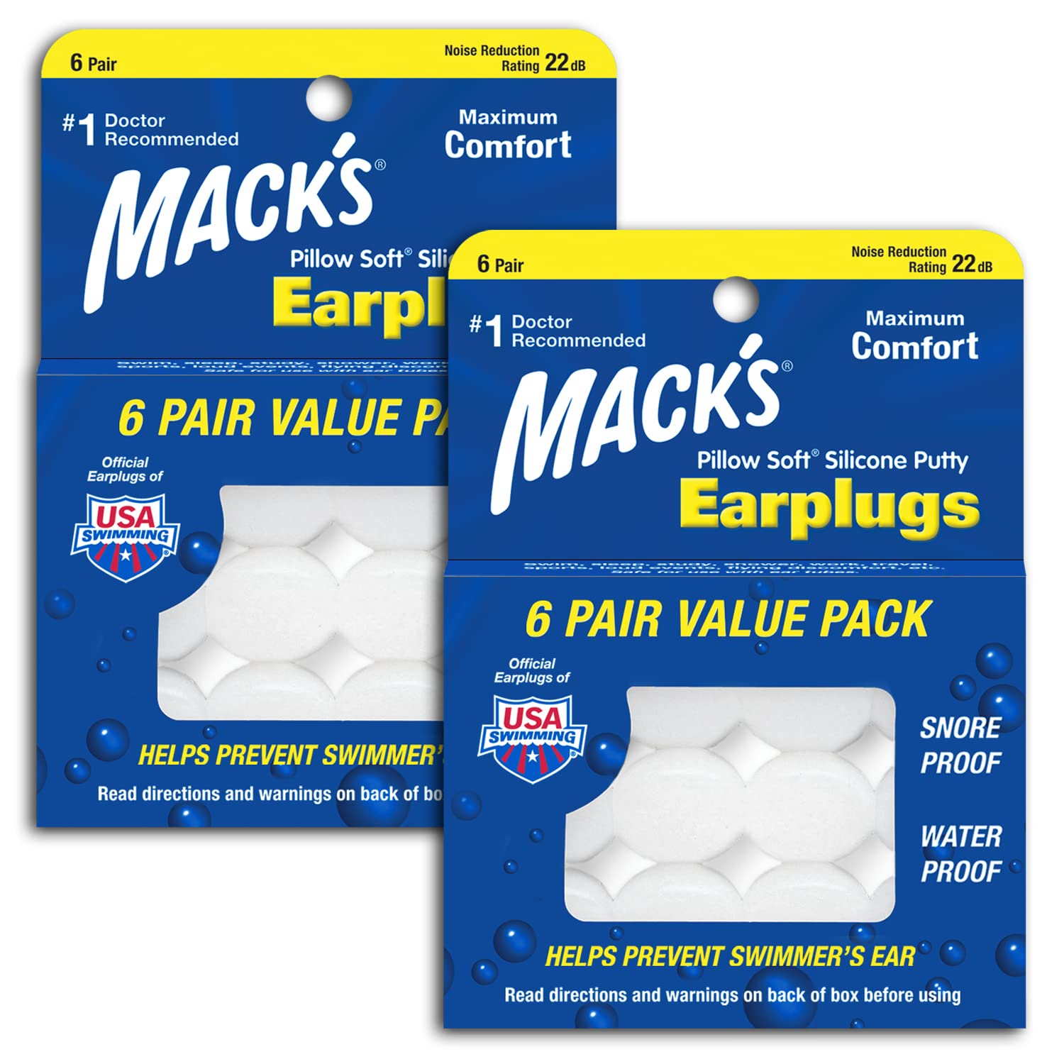 Mack's Pillow Soft Earplugs two-pack value for sleeping comfort
