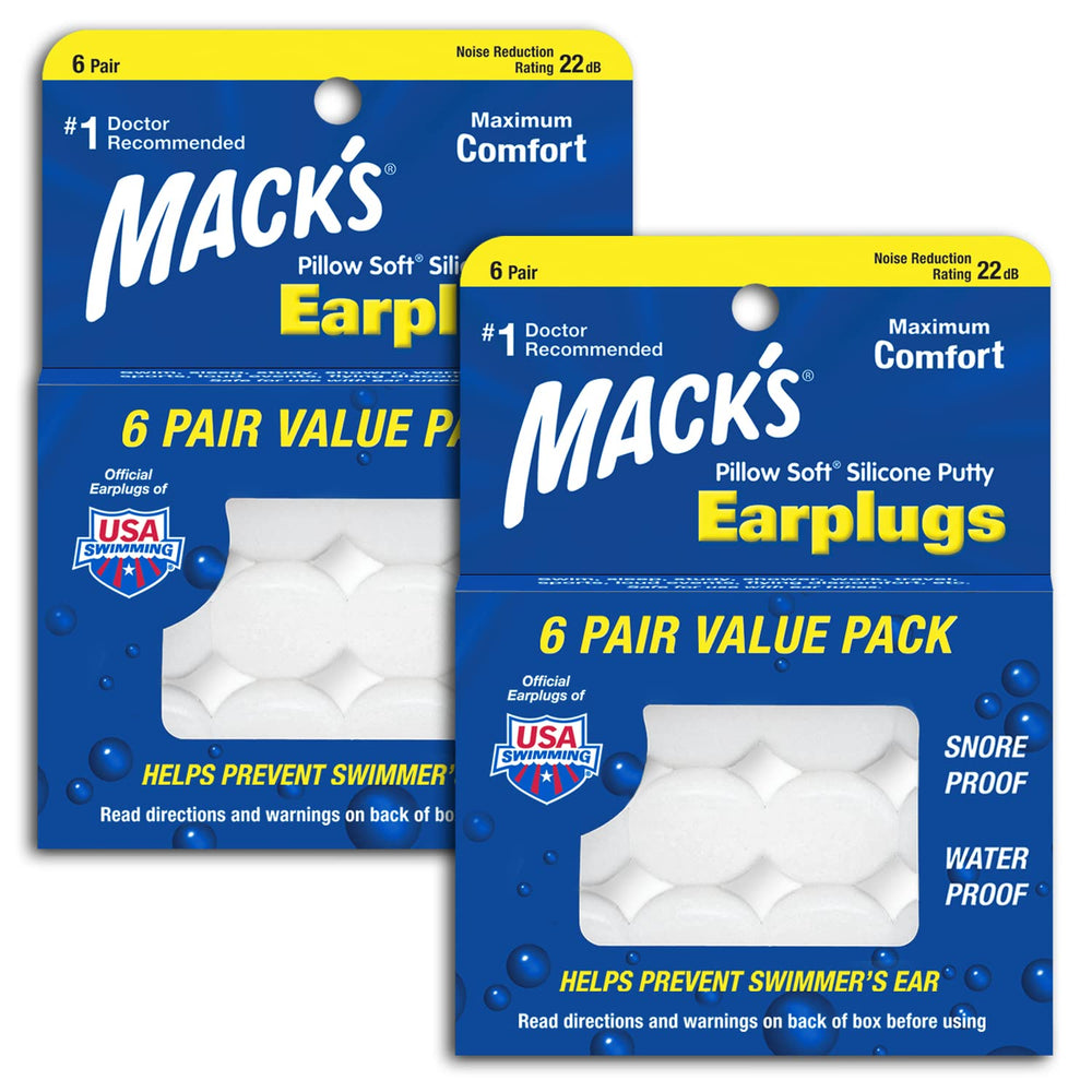 Mack's Pillow Soft Earplugs two-pack value for sleeping comfort
