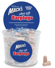 Mack's Ultra Soft Earplugs packaging shown for easy on-the-go protection.