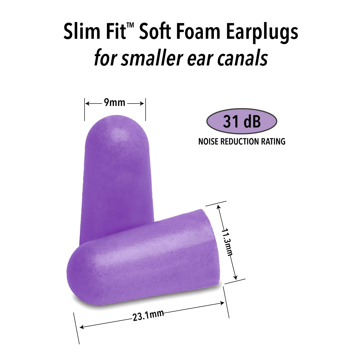 Mack's Slim Fit earplugs closeup shows soft foam texture for comfort.
