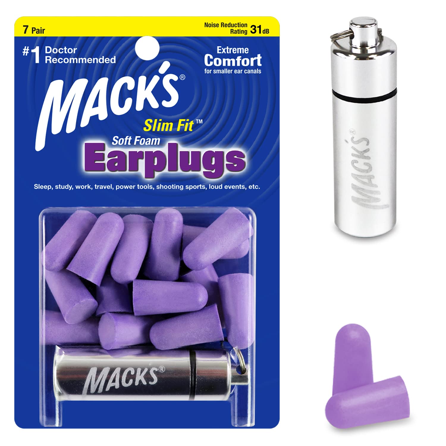 Tapones Mack's de espuma, ajuste pequeño para dormir cómodo