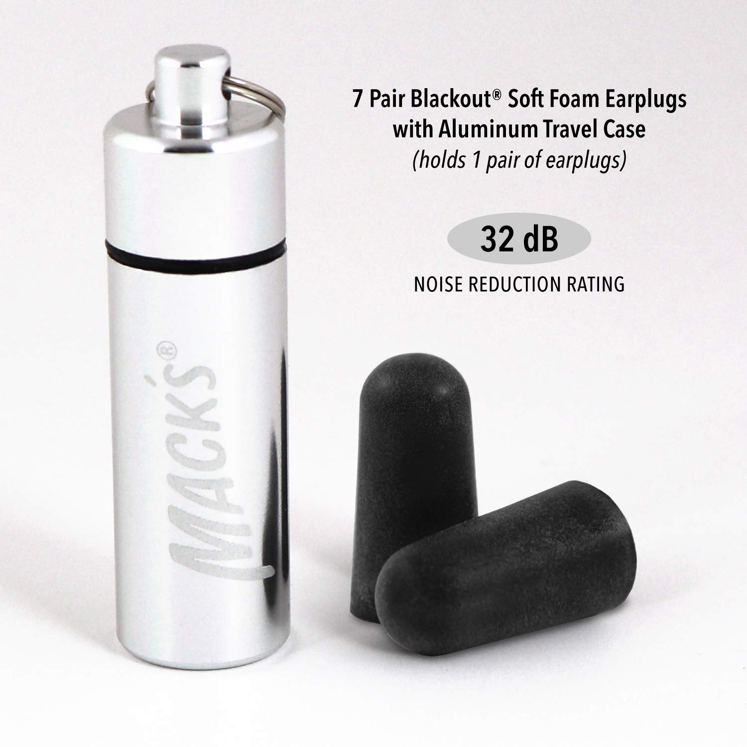 Mack's Blackout earplugs with aluminum travel case keeps clean storage on the go
