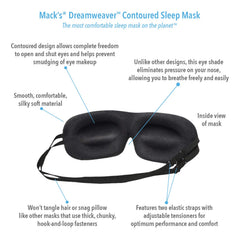 Mack's Dreamweaver sleep mask with earplugs close-up for enhanced quiet.