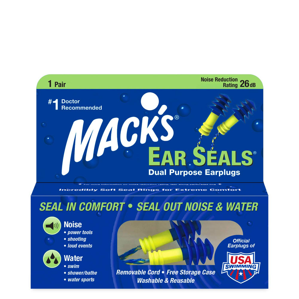 Mack's Ear Seals earplugs with soft durometer tips for comfortable wear.