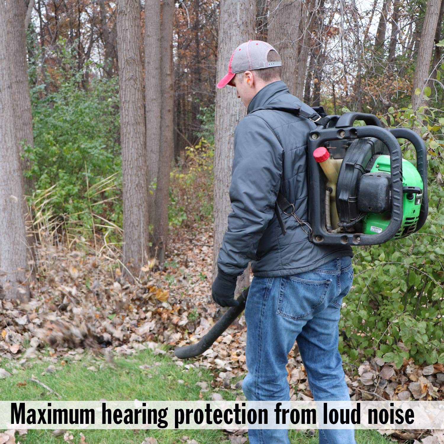 Mack's earplugs during motorcycle ride to reduce wind noise