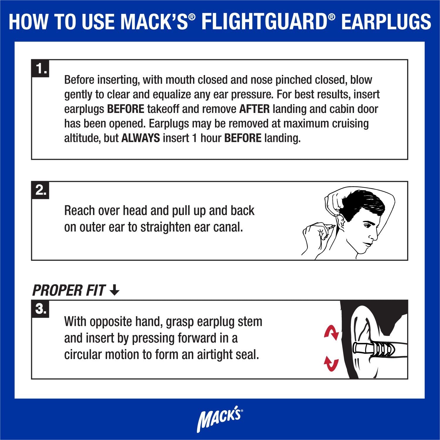 Onboard scene with Mack’s Flightguard earplugs for travel-ready comfort
