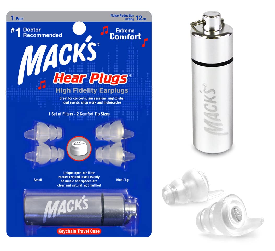 Mack's high fidelity ear plugs for concerts delivering clear sound and hearing protection