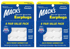 Mack's Pillow Soft silicone earplugs in a pack for quiet sleep.