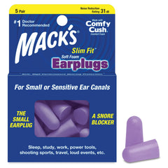 Mack's Slim Fit earplugs with small diameter for comfortable sleep.