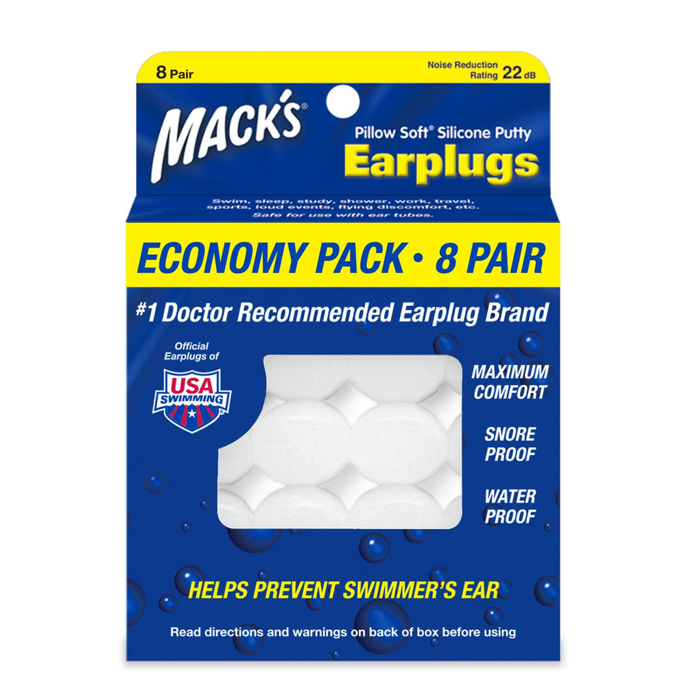 Tapones Mack's Pillow Soft para dormir con ajuste cómodo y protección auditiva