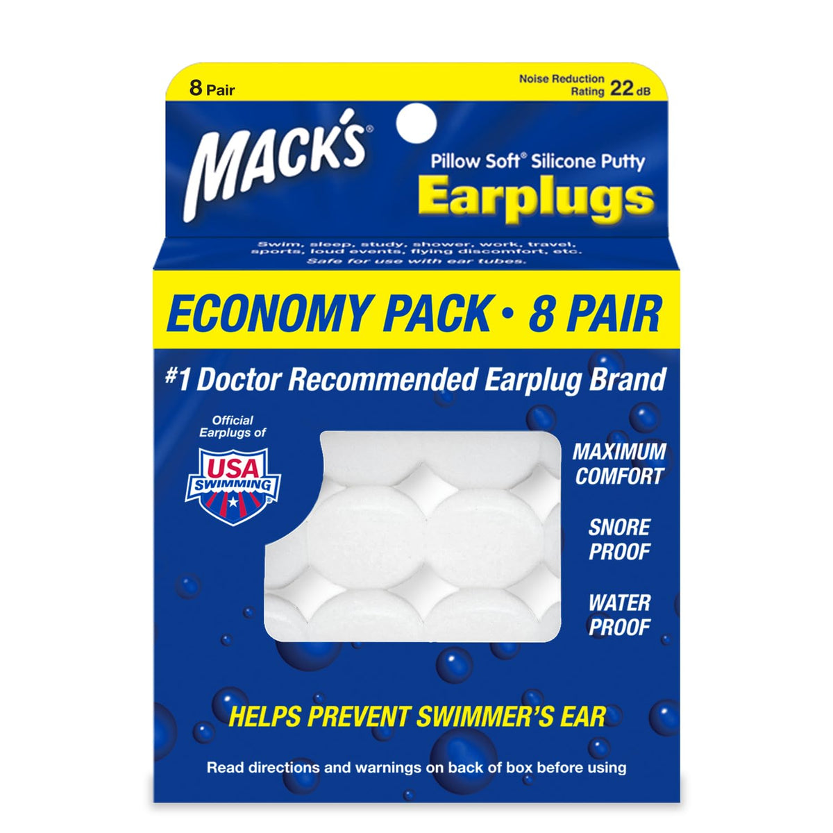 Tapones Mack's Pillow Soft para dormir con ajuste cómodo y protección auditiva