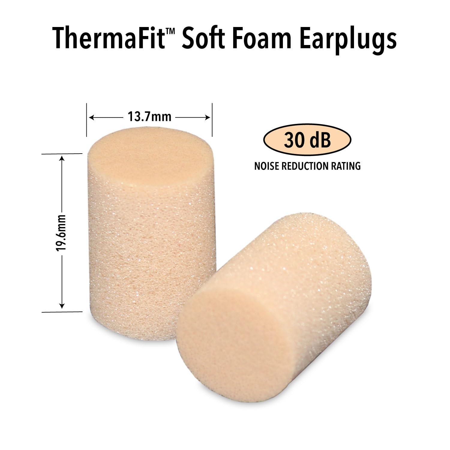 Mack's ThermaFit earplugs shown in ear with soft foam conforming.