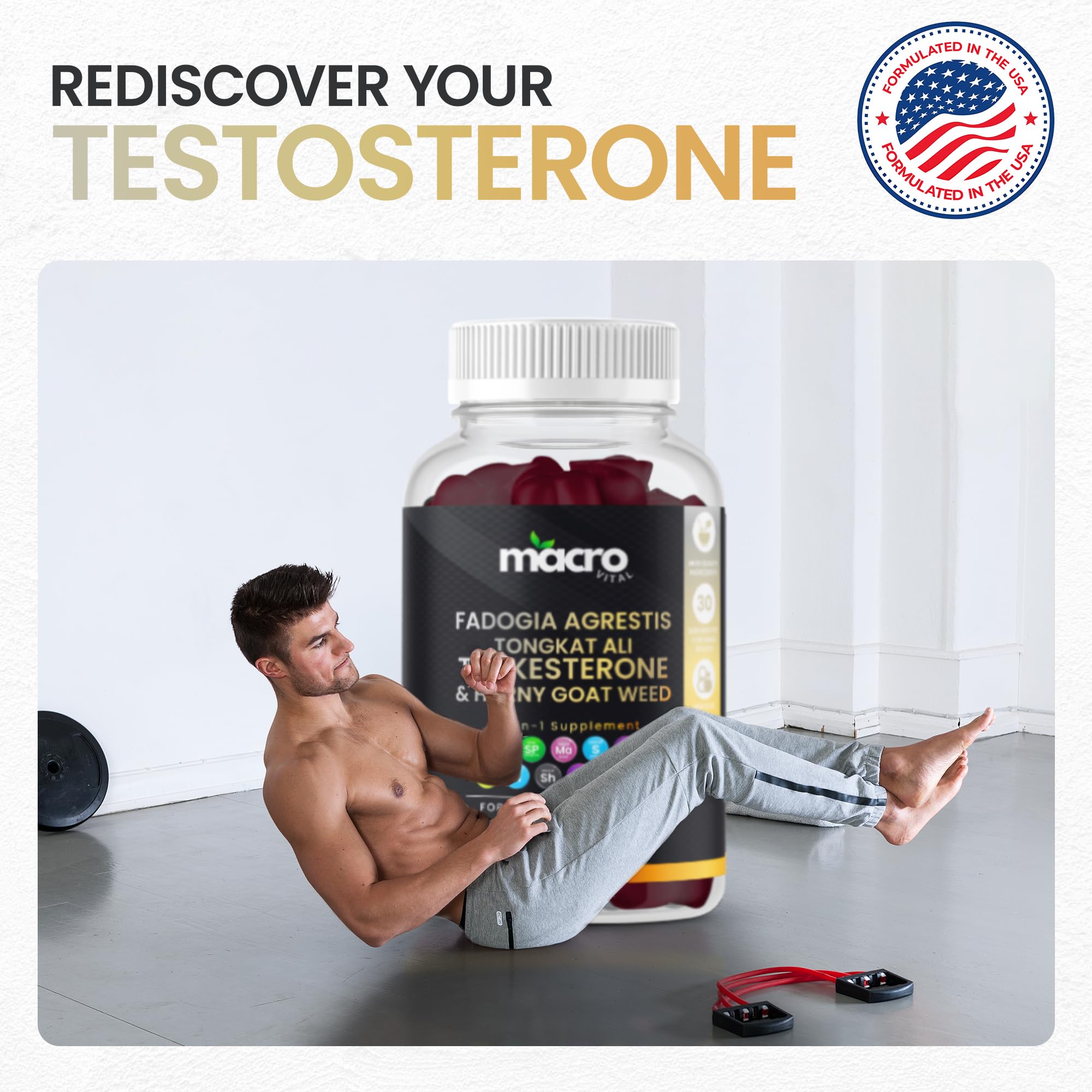Macro Vital MegaMale 360 blend ingredients featuring tribulus and maca for energy support.