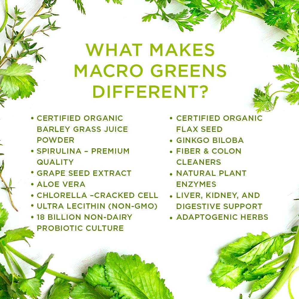MacroLife Naturals Macro Greens powder stirred into smoothie for on-the-go use