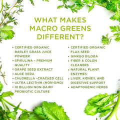 MacroLife Naturals Macro Greens powder stirred into smoothie for on-the-go use