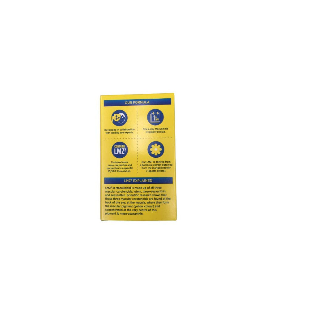 MacuShield capsules closeup showing easy-to-swallow soft capsules.