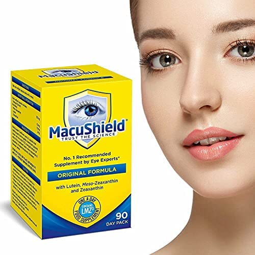 MacuShield eye supplement bottle open with capsules ready to take for daily use.
