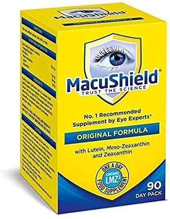 MacuShield eye supplement capsule close-up highlighting convenient one-a-day format.