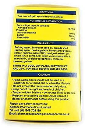 MacuShield packaging display communicates a long-lasting 90-capsule supply.