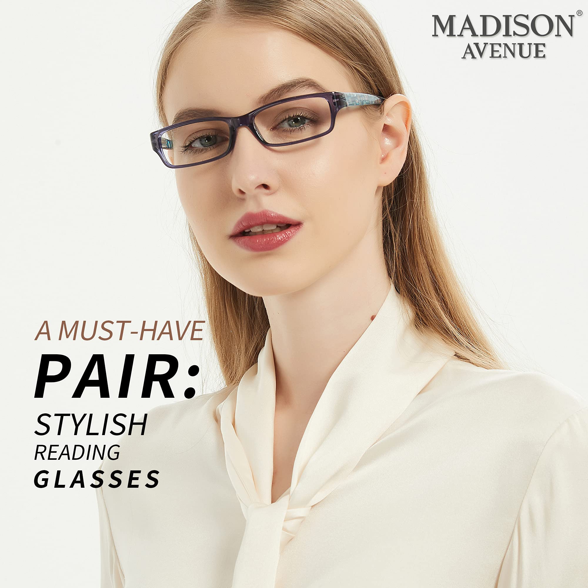 Madison Avenue blue light blocking lenses that help with screen time