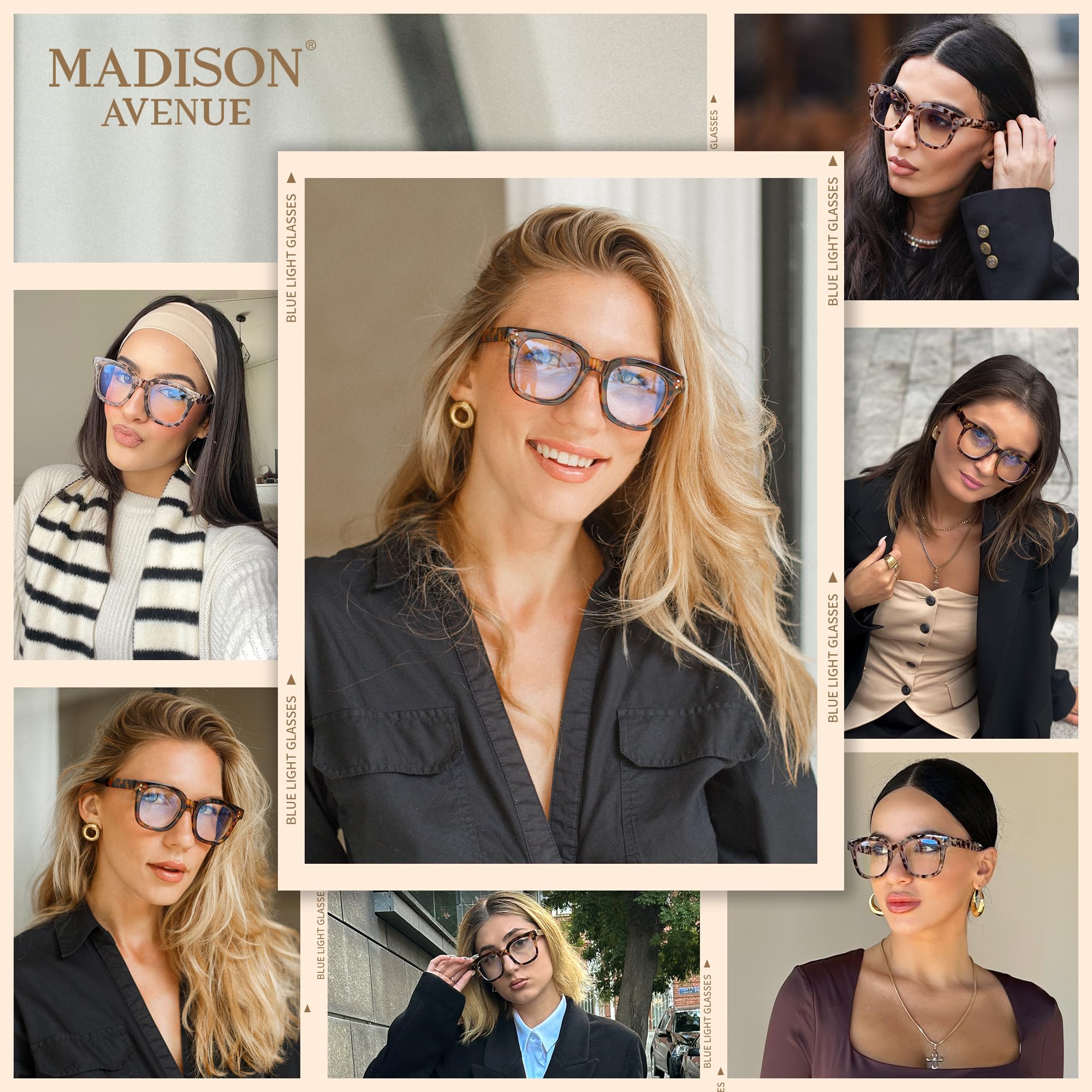 Close-up of Madison Avenue lenses showing clear vision with minimal glare