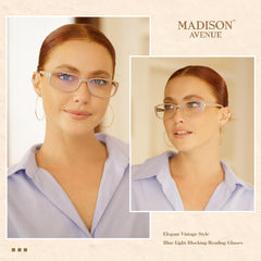 Madison Avenue blue light reading glasses side view lightweight frame for daily wear