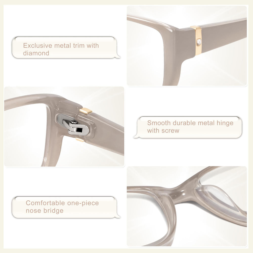 Madison Avenue blue light reading glasses temples with rhinestone detail for style