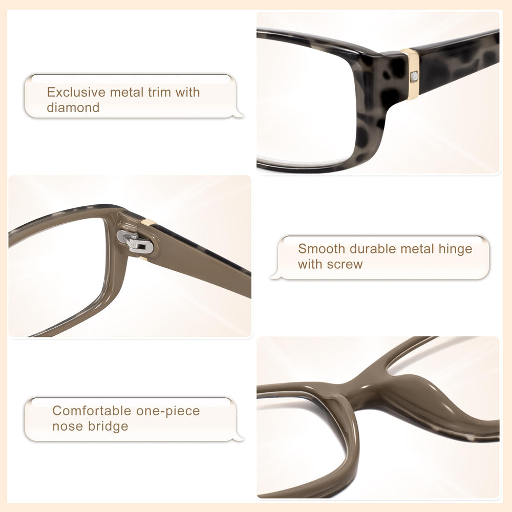 Madison Avenue reading glasses with blue light protection, purple demi, suitable for late-night browsing.